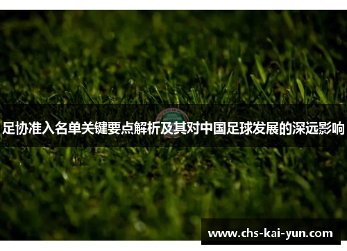 足协准入名单关键要点解析及其对中国足球发展的深远影响